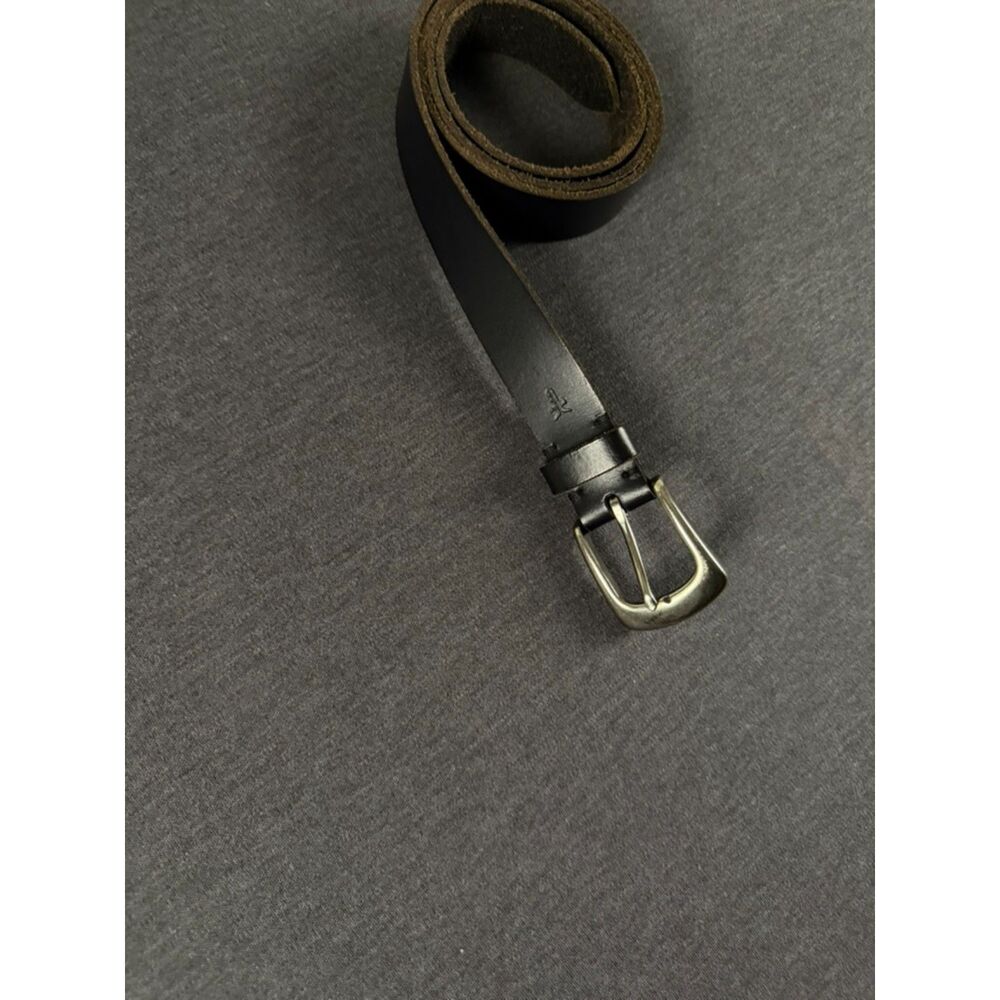 Frye Black Leather Belt Silver Buckle Classic Western Casual 44" Long - Picture 3 of 12